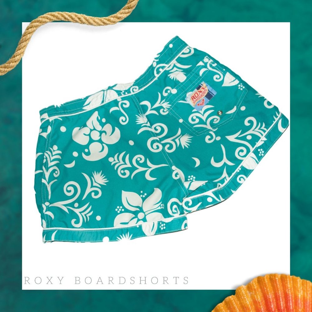 Teal Roxy Floral Print Board Shorts